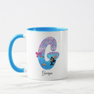 Mug Lettre G de l'alphabet personnalisée de sirène
