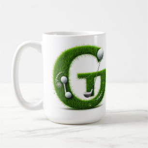 Mug Lettre G Herbe Verte Avec Balle De Golf, Club