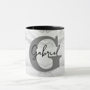 Mug Lettre G Monogramme en Marbre Moderne et Classique