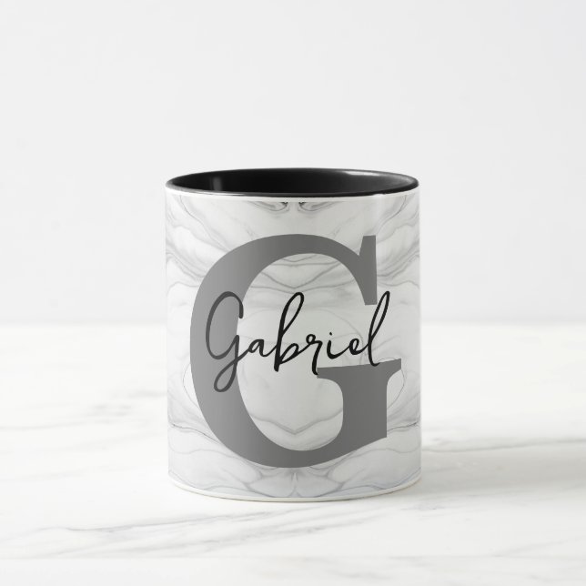 Mug Lettre G Monogramme en Marbre Moderne et Classique (Centre)