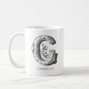 Mug Lettre G Monogramme Nom moderne
