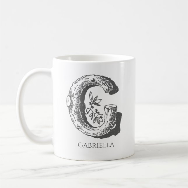 Mug Lettre G Monogramme Nom moderne (Gauche)