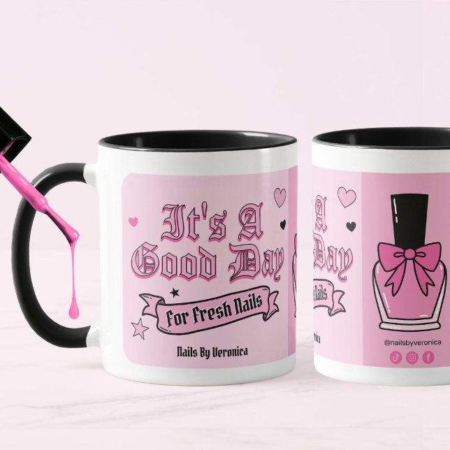 Mug Lettre gothique rose technologie ongulaire (Pink Gothic Lettering Nail Tech Mug)