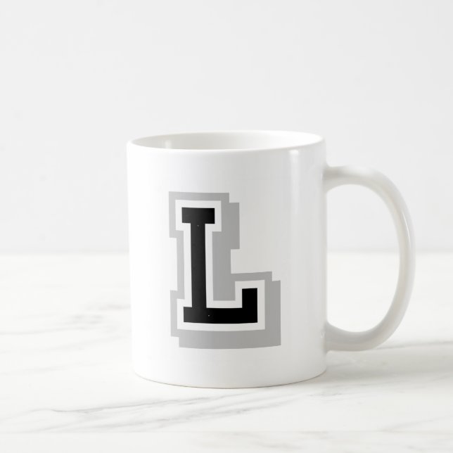 Mug lettre grise noire L (Droite)