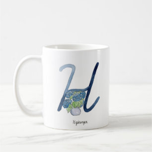 Mug Lettre "H" de la fleur d'aquarelle initiale de muq