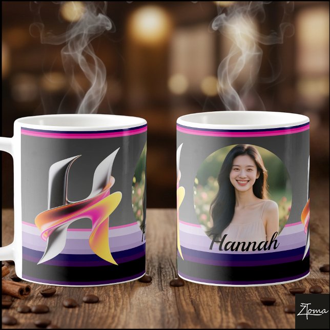 Mug Lettre H Fluides Abstraite Métallique Néon (This is a sample design. There are several models to choose from, with the name and color changed.
)