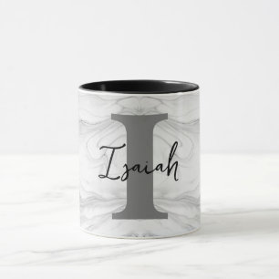 Mug Lettre I Monogramme en Marbre Moderne et Classique
