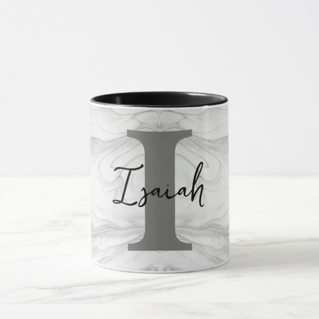 Mug Lettre I Monogramme en Marbre Moderne et Classique (Centre)