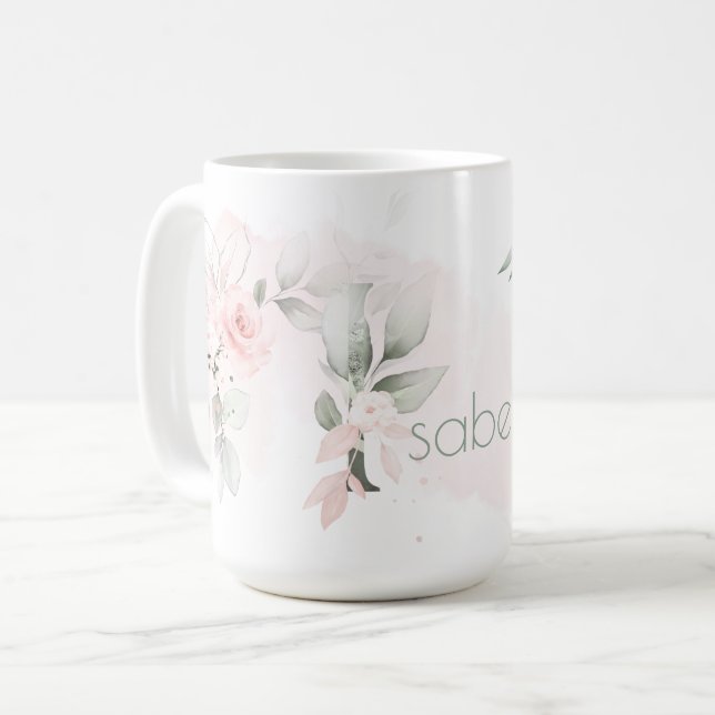 Mug Lettre I Rose rose rose pâle (Devant gauche)
