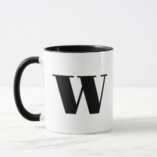 Mug Lettre initiale de Monogramme moderne avec noir et