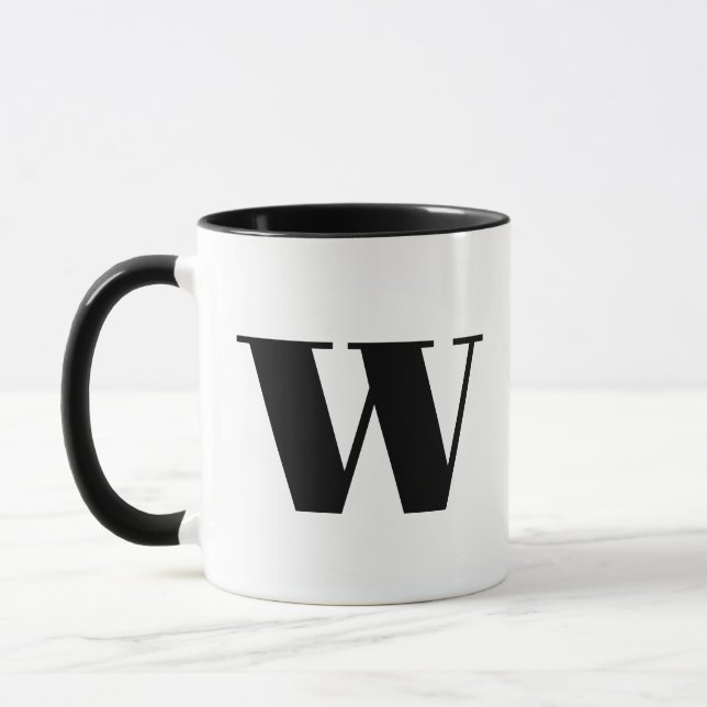 Mug Lettre initiale de Monogramme moderne avec noir et (Gauche)