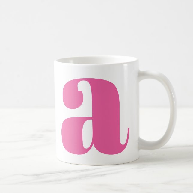 Mug Lettre initiale de Monogramme moderne en rose chau (Droite)