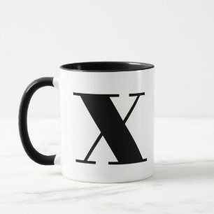 Mug Lettre initiale de Monogramme moderne x noir et bl