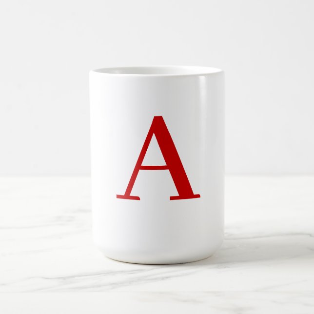 Mug Lettre initiale de monogramme rouge blanc moderne  (Centre)