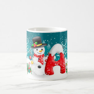 Mug Lettre initiale de Noël Snowman Musique