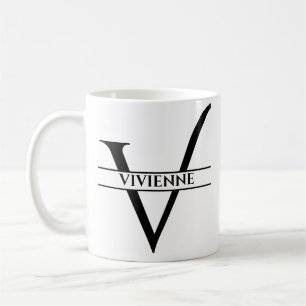 Mug Lettre initiale élégante personnalisée V