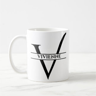 Mug Lettre initiale élégante personnalisée V