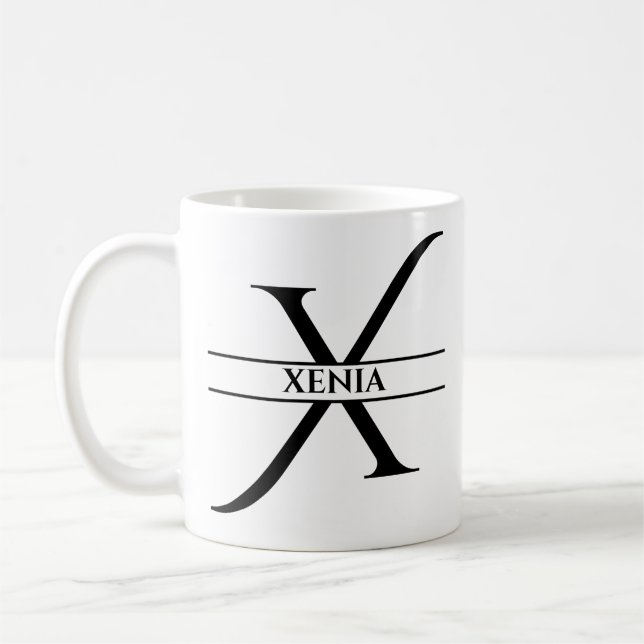 Mug Lettre initiale élégante personnalisée X (Gauche)