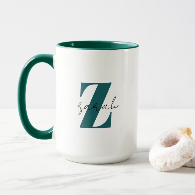 Mug Lettre initiale et nom | Monogramme Moderne (Avec donut)