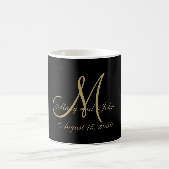 Mug Lettre initiale et noms personnalisables en or noi (Centre)