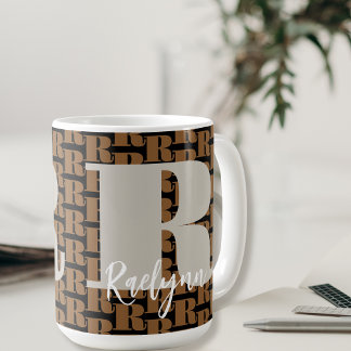 Mug LETTRE INITIALE GRECQUE NOIR Or MONGRAPHIQUE