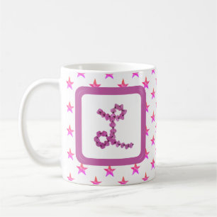Mug LETTRE INITIALE L ÉTOILES Fleur rose