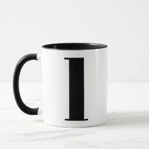 MUG LETTRE INITIALE MONÂTRE MODÈLE L NOIR ET BLANC