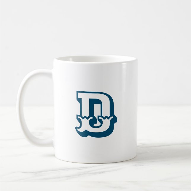 Mug Lettre initiale | Monogramme Moderne Couleur Bleue (Gauche)