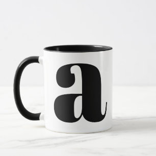 Mug Lettre initiale Monogramme moderne Noir et blanc A
