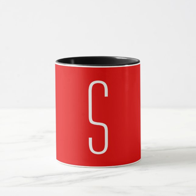 Mug Lettre initiale Monogramme Rouge Noir (Centre)