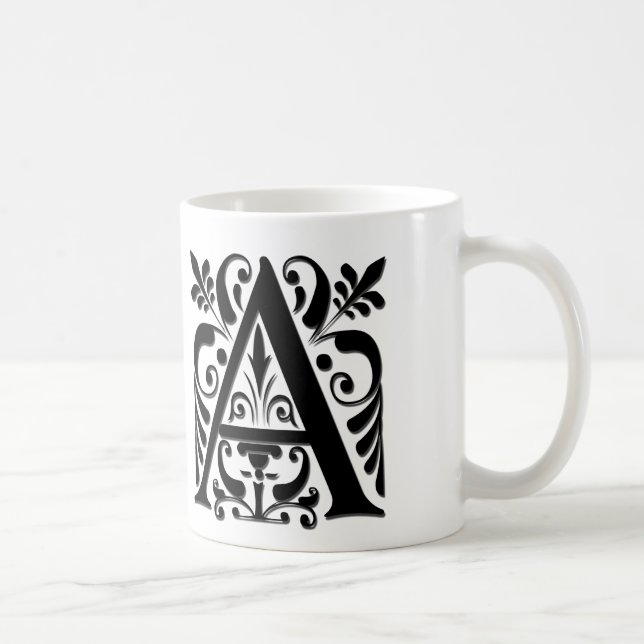 Mug Lettre initiale Monogramme - style de coupe de pap (Droite)