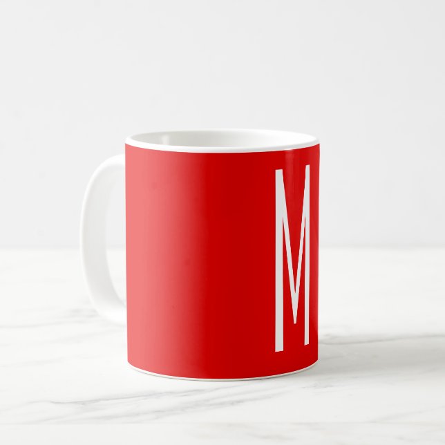 Mug Lettre initiale Monogramme Style moderne Rouge Bla (Devant gauche)