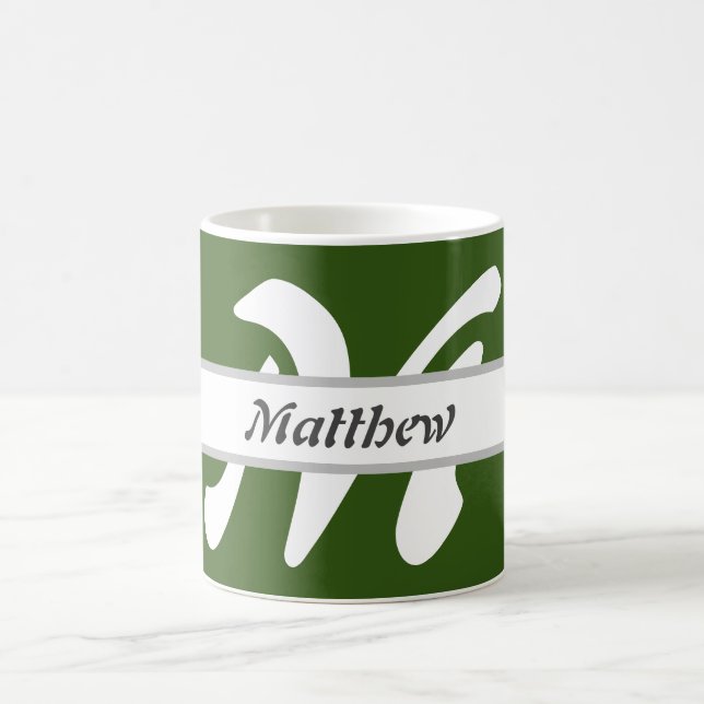 Mug Lettre initiale Monogramme Vert Nom personnalisé (Centre)