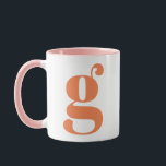 MUG LETTRE INITIALE MONOGRAPHIQUE MODÈLE ORIGINALE ROS<br><div class="desc">Joli monogramme moderne avec la lettre de votre choix,  en rose et orange.</div>