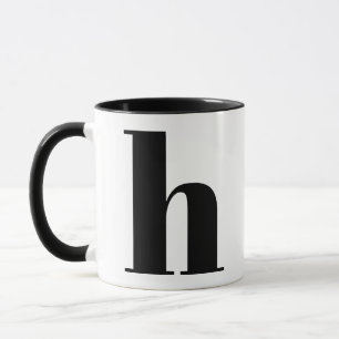 MUG LETTRE INITIALE MOYENNE H NOIR ET BLANC