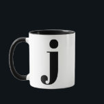 MUG LETTRE INITIALE MOYENNE J NOIR ET BLANC<br><div class="desc">Joli j monogramme moderne en noir et blanc. Si votre lettre préférée ne fonctionne pas sur cette tasse,  s'il vous plaît voir la collection de tasse monogramme pour la lettre que vous voulez ou contactez-moi.</div>