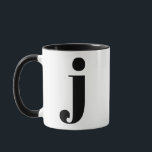 MUG LETTRE INITIALE MOYENNE J NOIR ET BLANC<br><div class="desc">Joli j monogramme moderne en noir et blanc. Si votre lettre préférée ne fonctionne pas sur cette tasse,  s'il vous plaît voir la collection de tasse monogramme pour la lettre que vous voulez ou contactez-moi.</div>