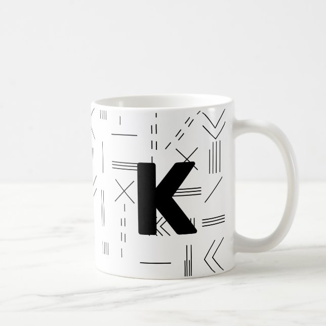Mug LETTRE INITIALE NEUVE BLANCHE MONOGRAPHIQUE Géomét (Droite)