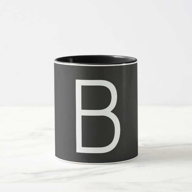Mug Lettre initiale noire Monogramme moderne (Centre)