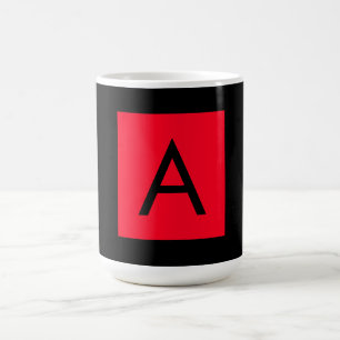 MUG LETTRE INITIALE NOIRE ROUGE LETTRE NOIRE PLACE
