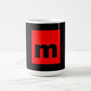 MUG LETTRE INITIALE NOIRE ROUGE LETTRE NOIRE PLACE