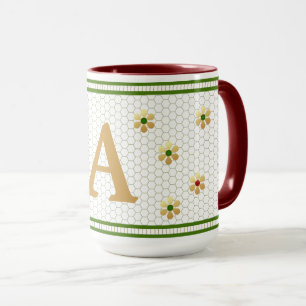 Mug Lettre initiale personnalisée Chic Nid d'abeille