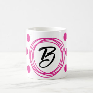 Mug LETTRE INITIALE Pois rose monogramme