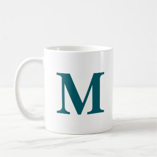 Mug Lettre initiale Turquoise Monogramme moderne