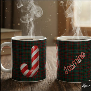 Mug Lettre J de bonbon canne à rayures brillante de No