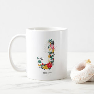 Mug Lettre J   LETTRE FLEURIE Whimsical Monogramme I M