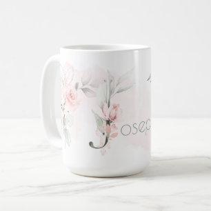 Mug LETTRE JAUNE JOLIE JAUNE Rose BLANCHE