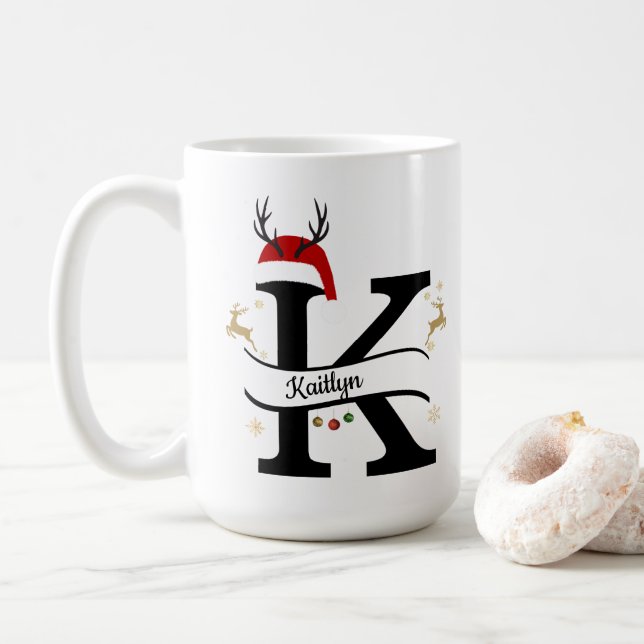 Mug Lettre K Alphabet de Noël  (Avec donut)