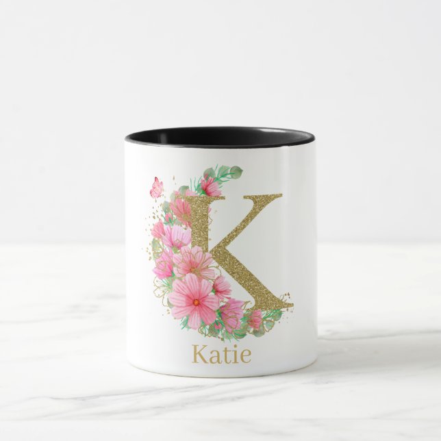 Mug LETTRE K AQUACOLE OR ET MONOGRAPHIQUE Floral (Centre)