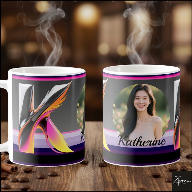 Mug Lettre K fluide abstraite néon plume (This is a sample design. There are several models to choose from, with the name and color changed.
)